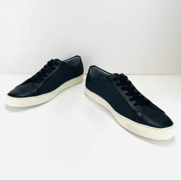 TCG Kennedy Men Sneaker Size 12 Black Premium Leather & Fabric Laced Low Top New - Picture 11 of 16